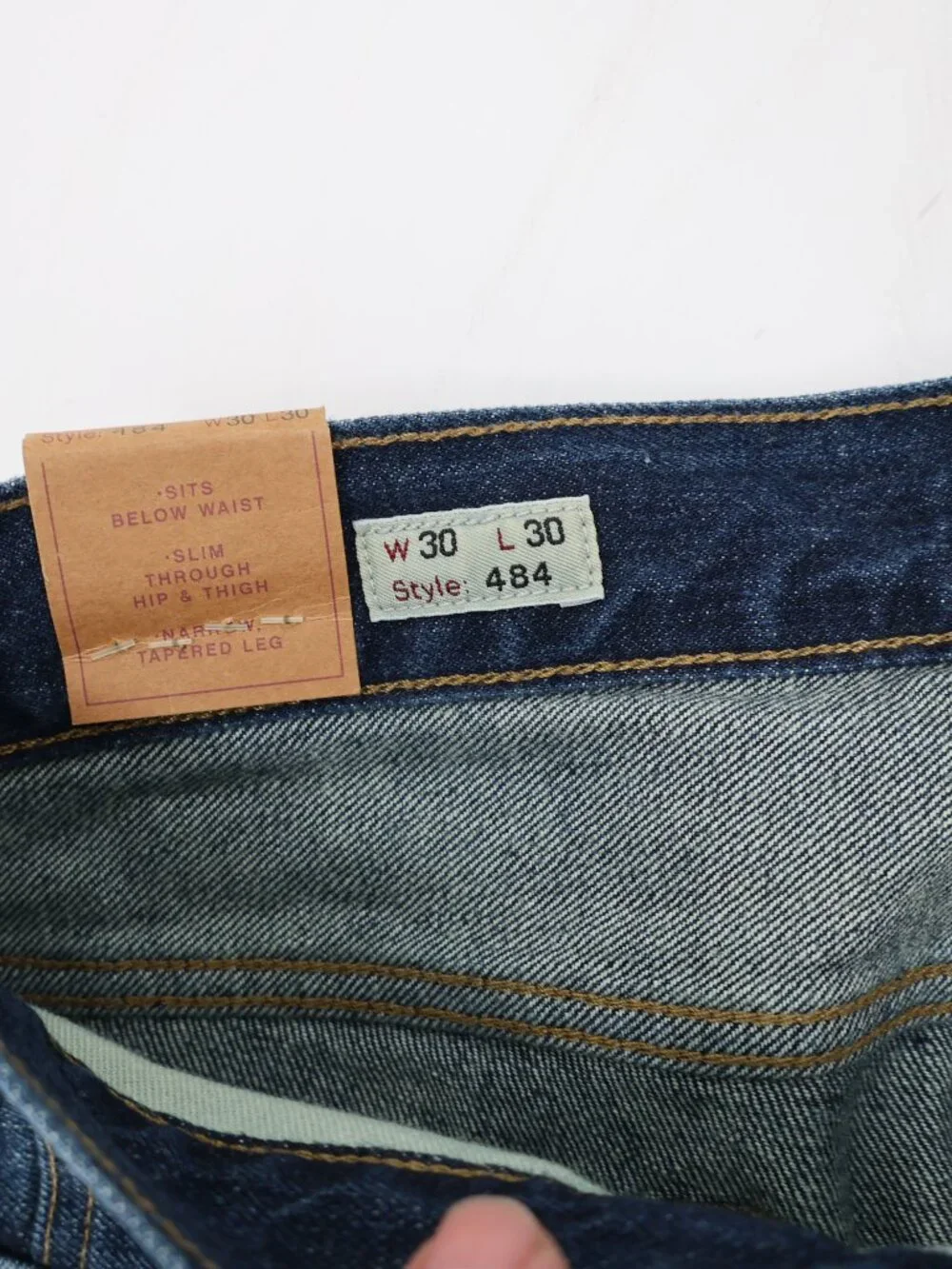 NWT J Crew 484 Jeans Mens 30 Cotton Narrow Tapered Leg Mid Rise Blue Denim
